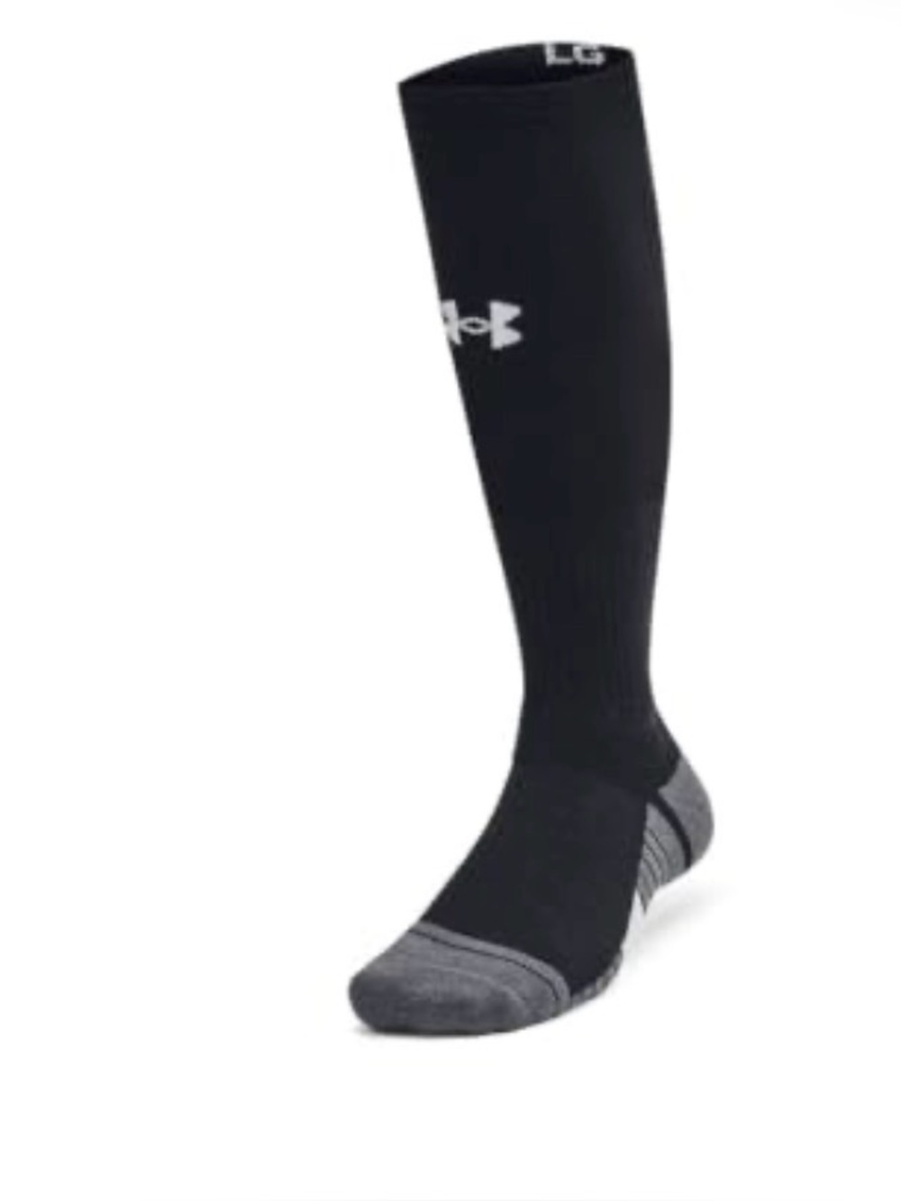 Under Armour Unisex Team Over the Calf Socks,Black/Pitch Gray/White, Large